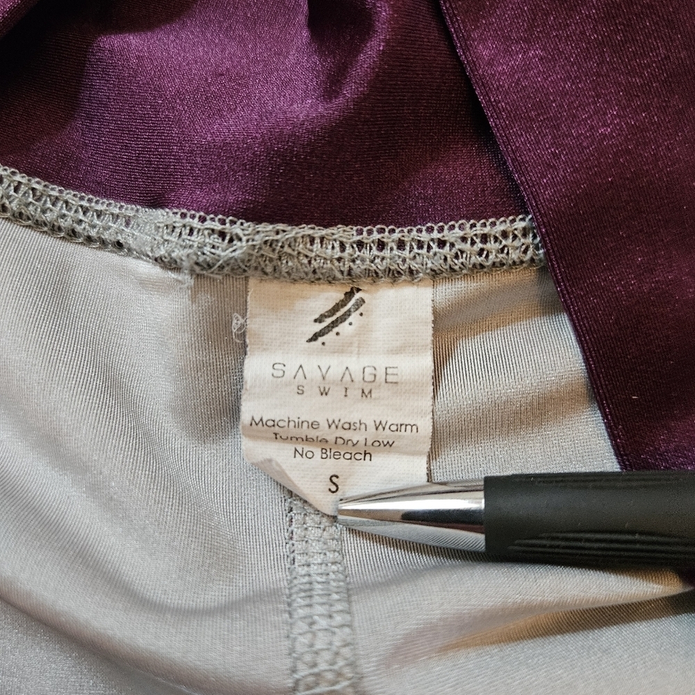 Savage Swim Bikini Bottom Shorts Purple Peacock Print Size Small Beach Festival - Picture 4 of 6